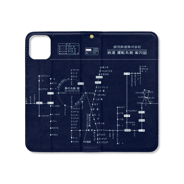 銀河鉄道路線図 手帳型iphoneケース ベルト無し Sane St Booth