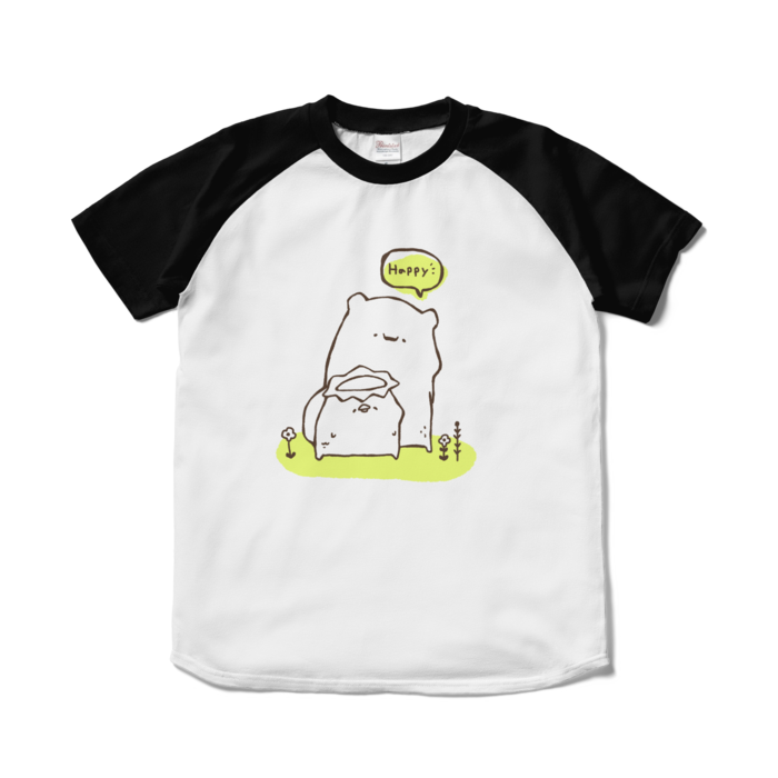 ラグランTシャツ - S - ホワイト×ブラック