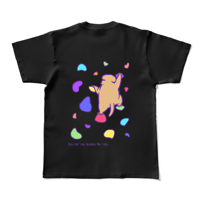 ボルダリングをするクアッカワラビーのtシャツ パステル 黒 Nuniki Shop Booth ボルダリングをするクアッカワラビーのtシャツ パステル 黒 Nuniki Shop Booth