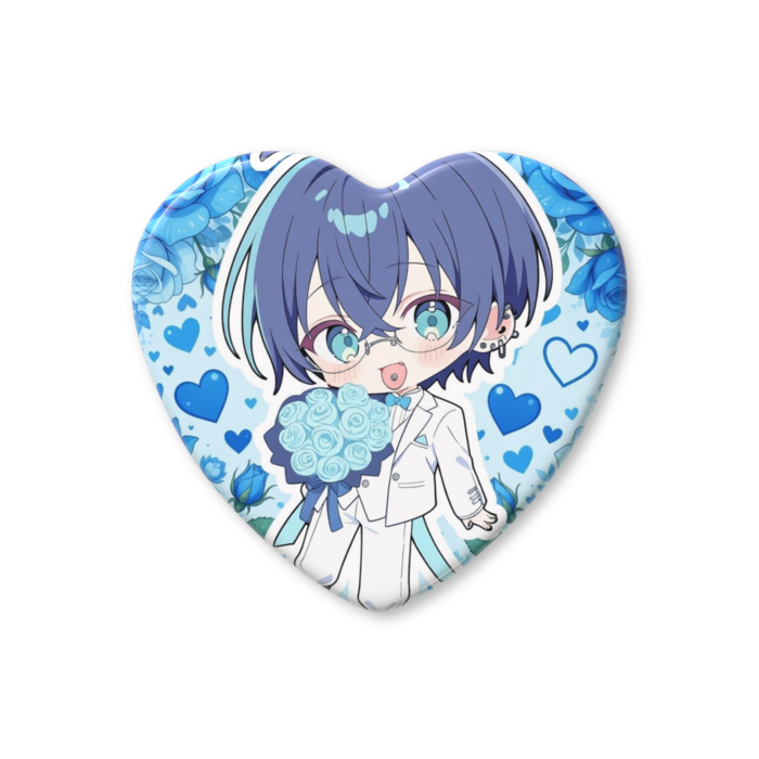 ハート缶バッジ - 57 × 52.5mm