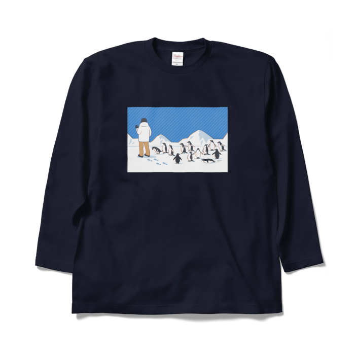 ロングスリーブTシャツ　青色×紺色　XL