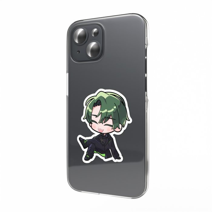 蛇川スマホステッカー(スーツにっこり) - W55 × H91mm 以内