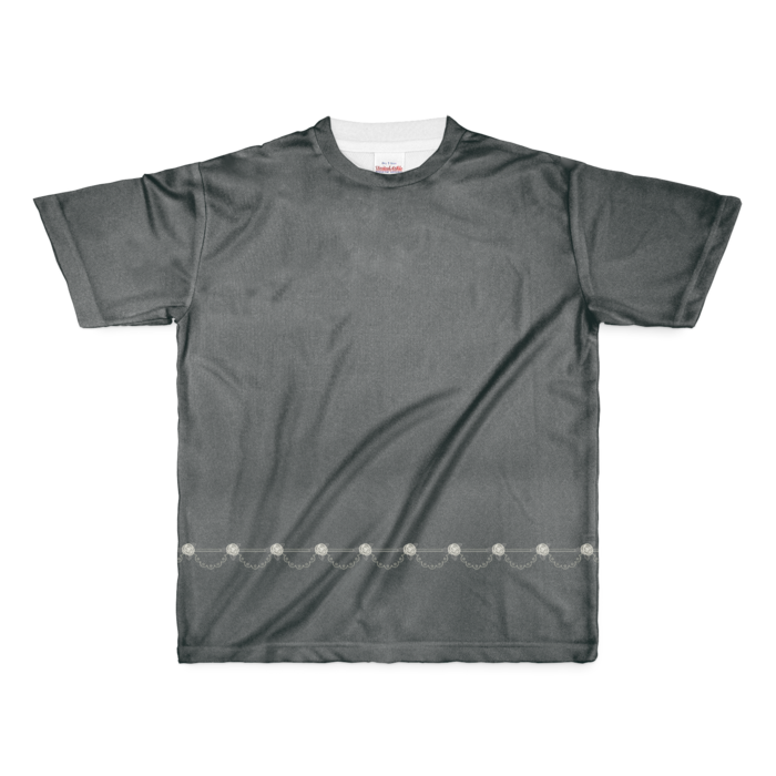 フルグラフィックTシャツ　白薔薇×黒色　M