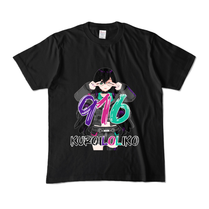 916TシャツカラーTシャツ - M - ブラック (濃色)