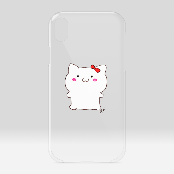 人間っぽい猫「おちょう🎀」クリアiPhoneケース(ノーマルver) - ぐぅ's