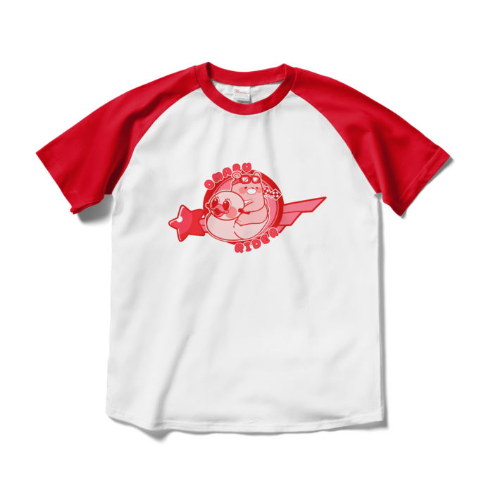ラグランTシャツ - M - ホワイト×レッド
