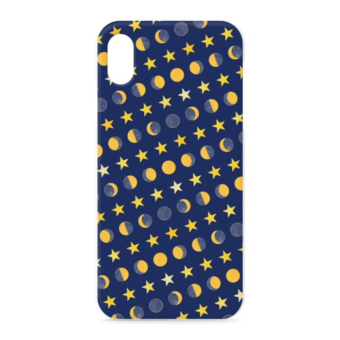 iPhoneケース・月と星・紺:iPhone XSMax - 正面印刷のみ