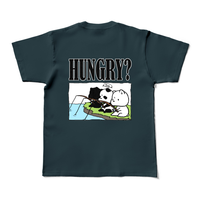 「HUNGRY？」カラーTシャツ - M - デニム (濃色)