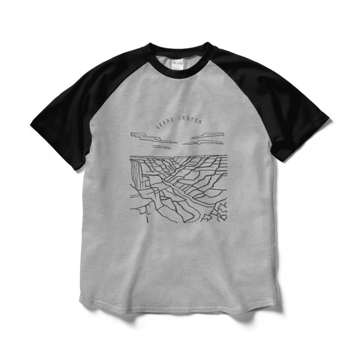 ラグランTシャツ - L - 杢グレー×ブラック