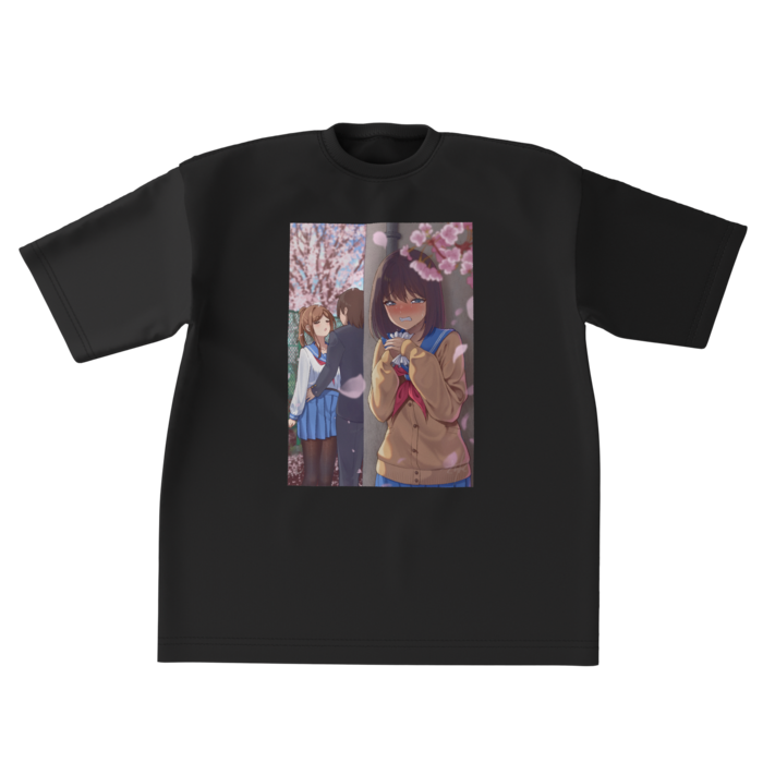 ビッグシルエットTシャツ - XL - 正面 - 黒 / Oversized T-shirt - XL - Front - Black