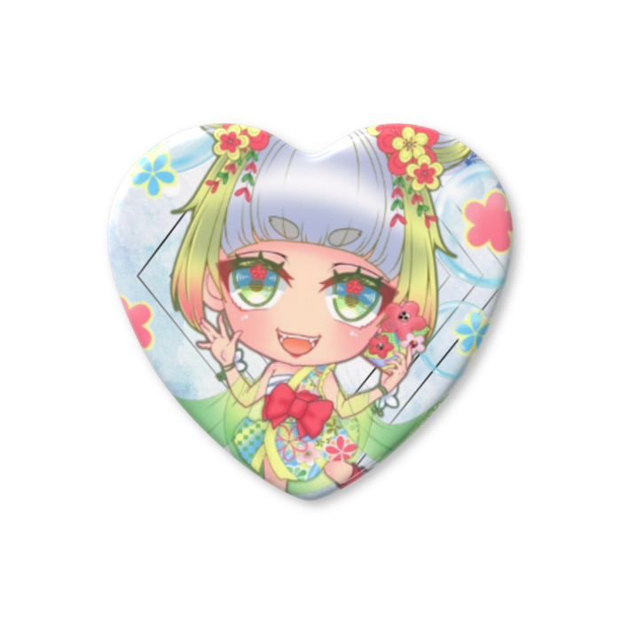ハート缶バッジ - 52.5 × 57mm