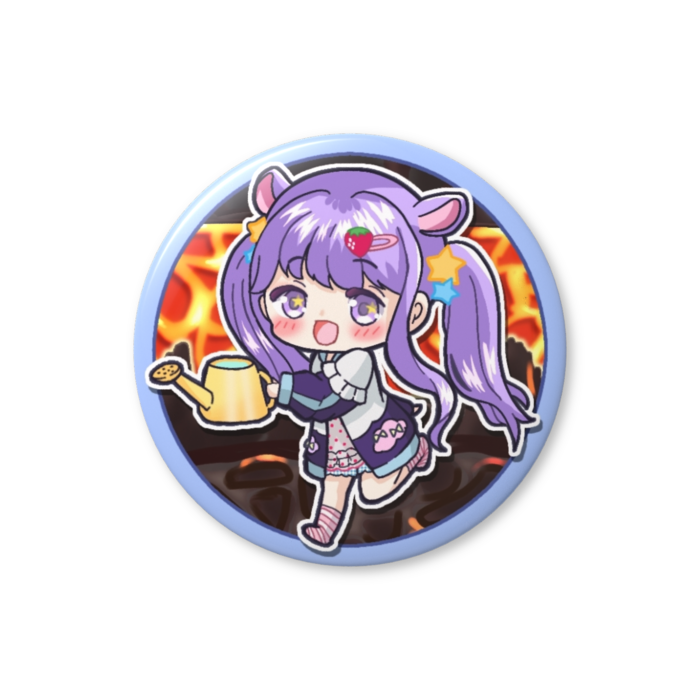 溶岩にジョウロで挑む夢乃ねる缶バッジ（文字なし）(56mm)