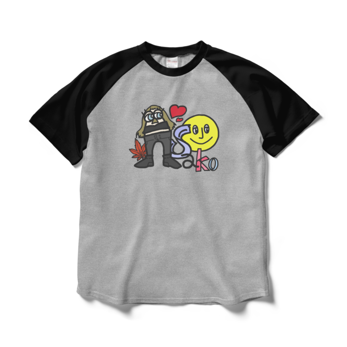 ラグランTシャツ(type-A) - L - 杢グレー×ブラック