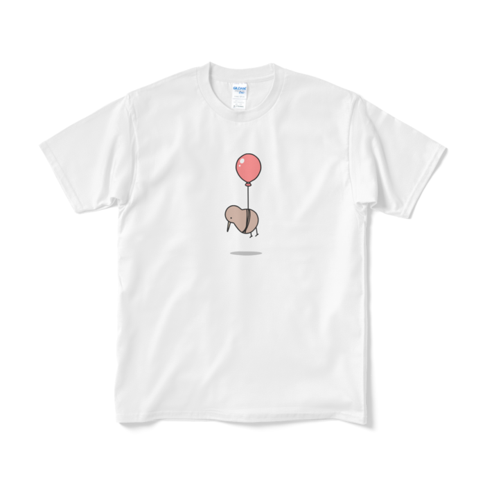 風船で飛ぶキーウィ(カラー)Tシャツ（短納期） - M - ホワイト