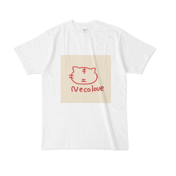 Tシャツ - L - 白(トラ猫赤)