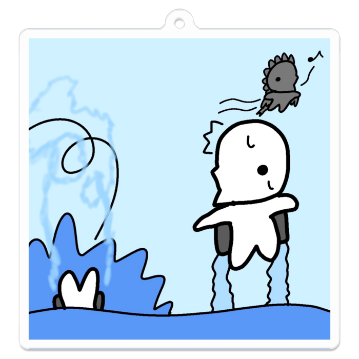 アクリルキーホルダー - 70 x 70 (mm) - ジェットパックのバランス練習