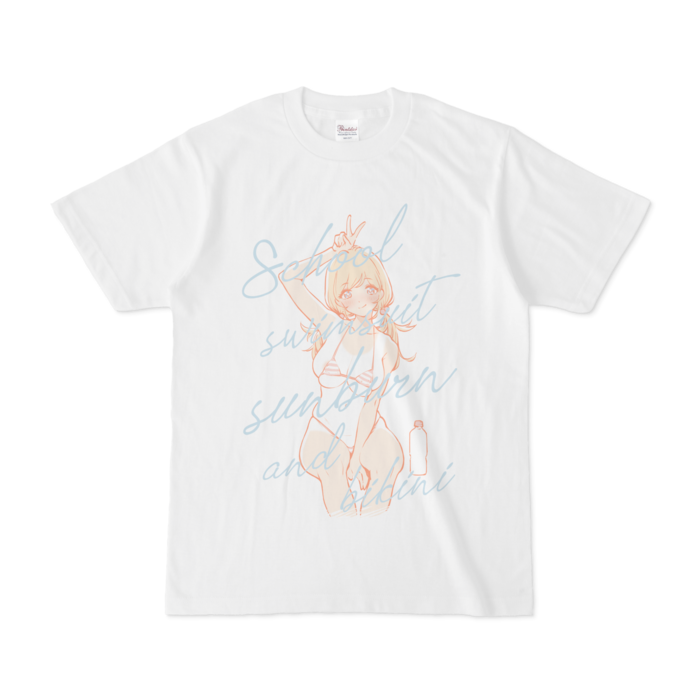 Tシャツ - S - 白【水色】