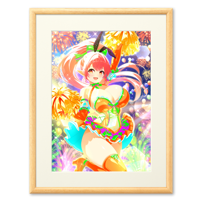複製画(プリモアート) - A3(ピンク髪/額縁・ナチュラル)