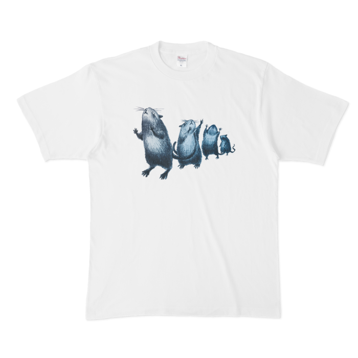 Tシャツ - XL - 白に青鼠