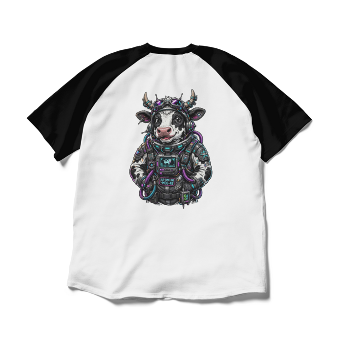 ラグランTシャツ - XL - ホワイト×ブラック(1)