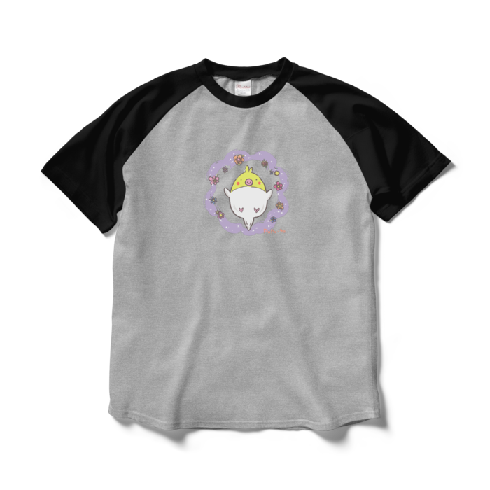 ラグランTシャツ - L - 杢グレー×ブラック(1)