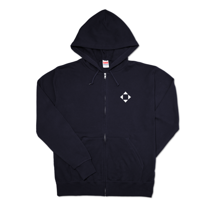 ジップパーカー - L - 両面-ネイビー