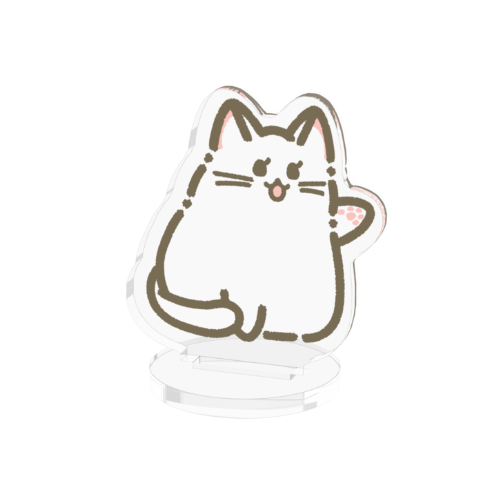 白ぽてねこアクリルフィギュア - 50x50mm