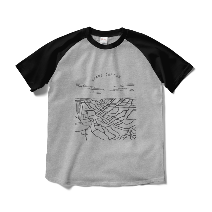 ラグランTシャツ - M - 杢グレー×ブラック