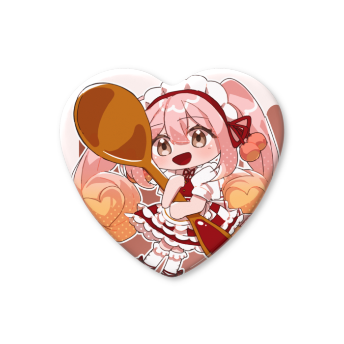 ハート缶バッジ - 57 × 52.5mm