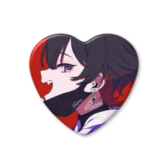 ハート缶バッジ - 57 × 52.5mm