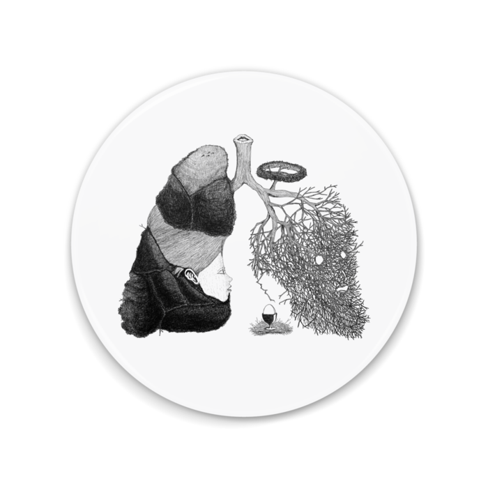 ホワイト 缶ミラー - 75mm
