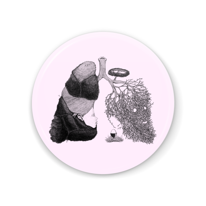 ピンク 缶ミラー - 56mm