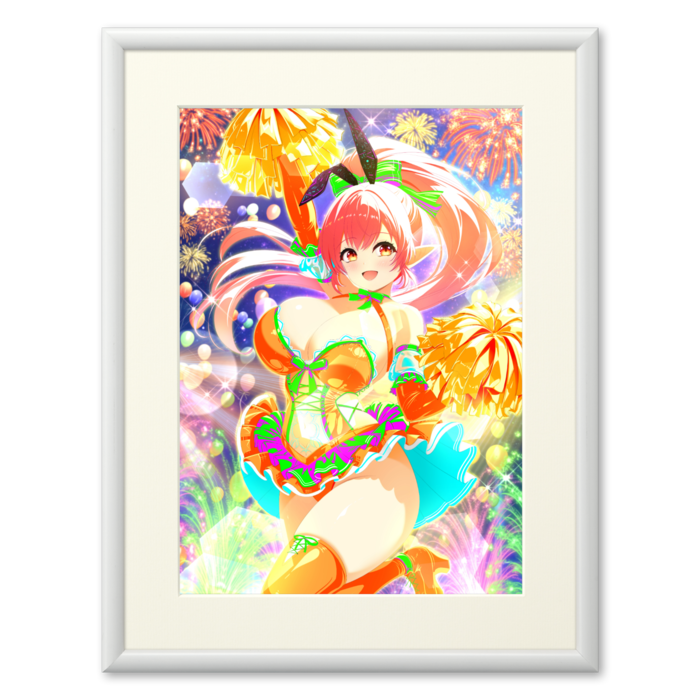 複製画(プリモアート) - A2(ピンク髪/額縁・ホワイト)