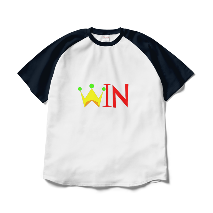 ラグランTシャツ - XL - ホワイト×ネイビー（Win）