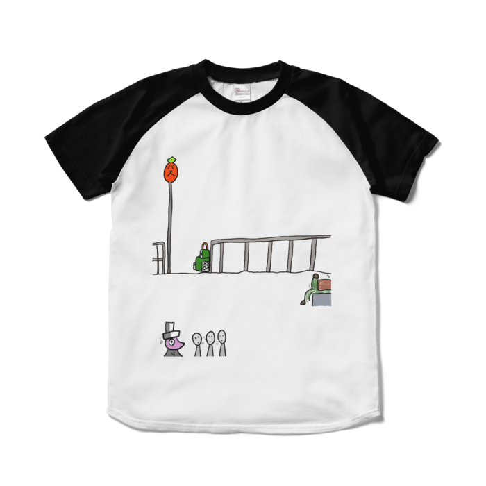 ラグランTシャツ - S - ホワイト×ブラック