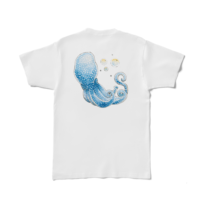 Tシャツ - L - 白　青蛸