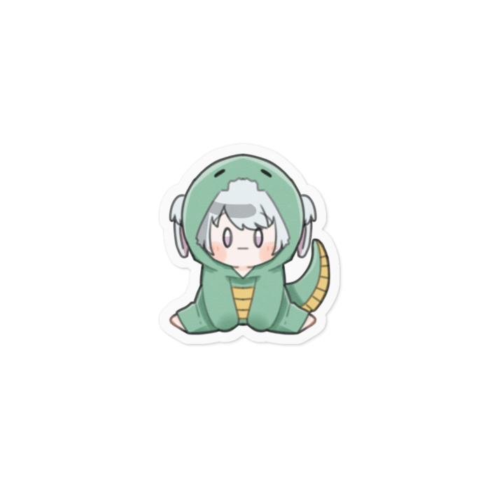 巳年イラスト(きょとん)　ステッカー(ホワイト) Ver. - 100 x 100 (mm)