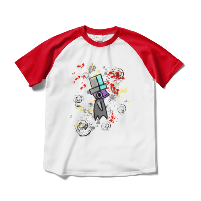 ラグランTシャツ - M - ホワイト×レッド