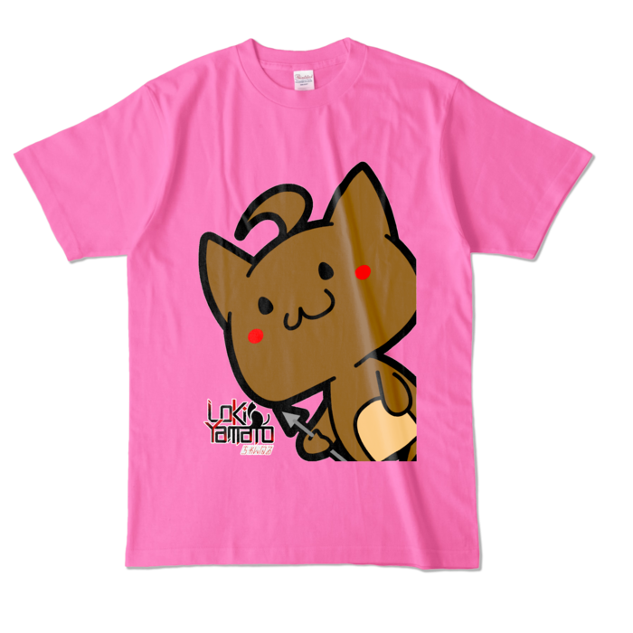 にゃぽもTシャツ - L - ピンク (濃色)