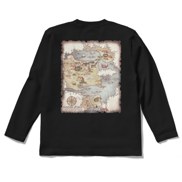 背面マップロングスリーブTシャツ - S - ブラック