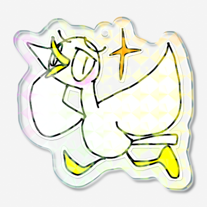 【11】アヒル(よってく？)・ホログラムアクリルキーホルダー - 50 × 50mm
