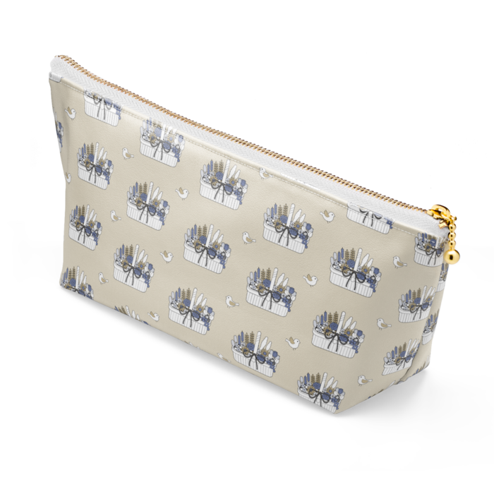 ポーチB　ベージュ×ファスナー白