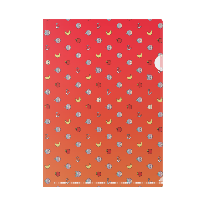 クリアファイル - A4 リンゴ色（柄もの）