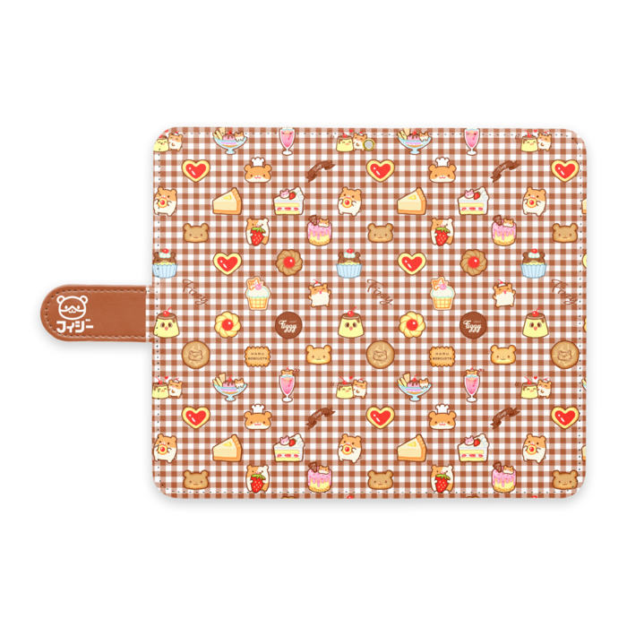 手帳型Androidケース - L - ストラップ穴 あり(茶)