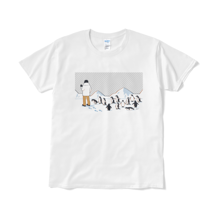 Tシャツ短納期　灰色×白色　L