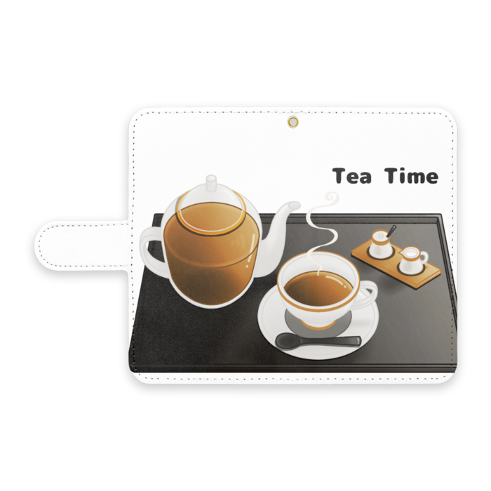 手帳型Androidケース　ストラップ穴あり　白色　S（小）