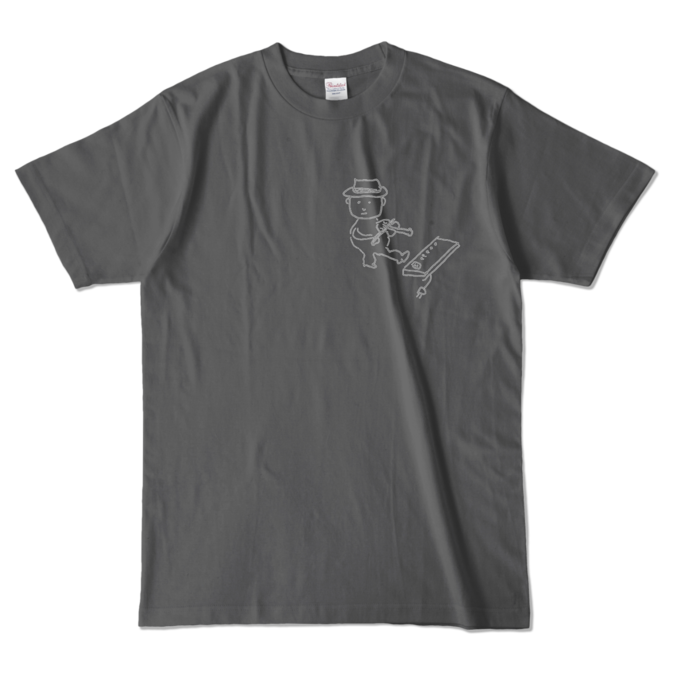 Tシャツ - L - チャコール (濃色)-キャラ小
