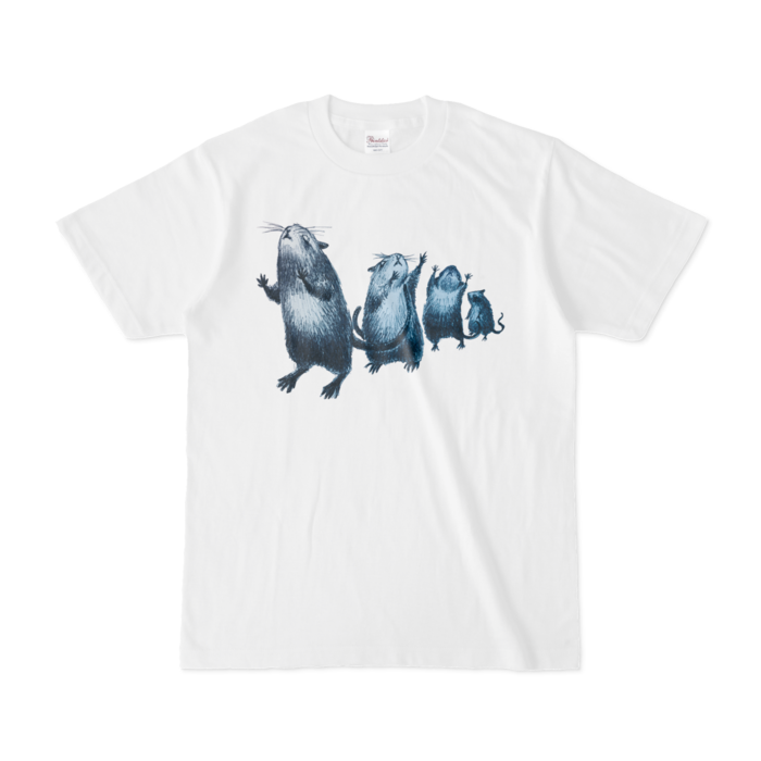 Tシャツ - S - 白に青鼠