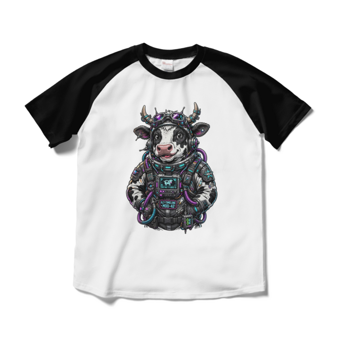 ラグランTシャツ - M - ホワイト×ブラック