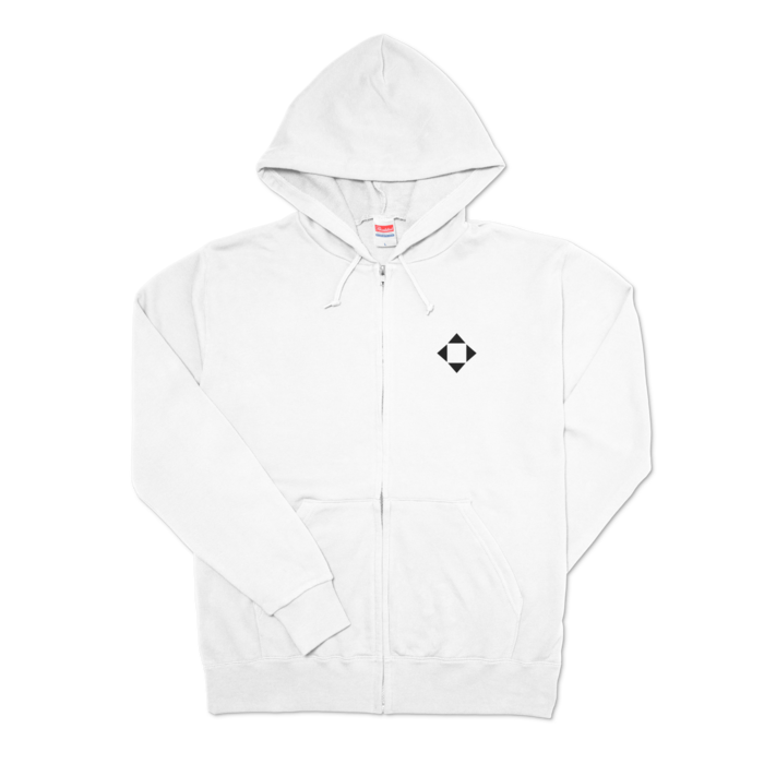 ジップパーカー - L - 両面-ホワイト